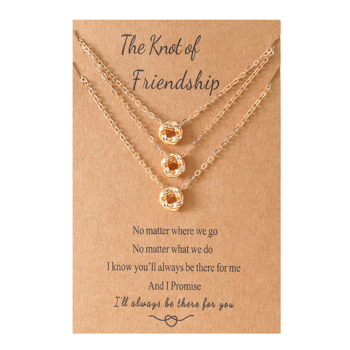 Wholesale friendship buckle knot card necklace sweater necklace JDC-NE-LanT002