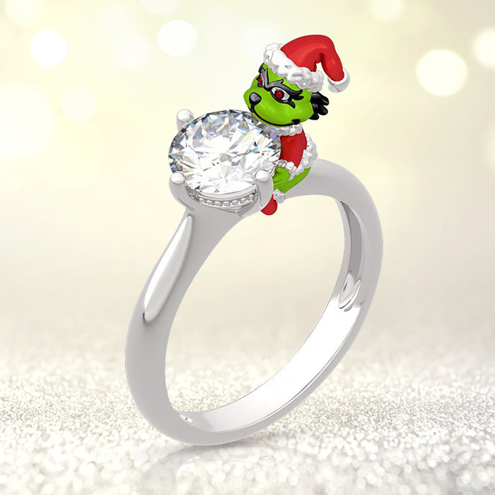 Wholesale Rings Alloy Cute Cartoon Dinosaur Christmas MOQ≥5 JDC-RS-YunM001