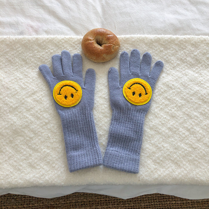 Wholesale Gloves Knitted Wool Warm Cute Smiley Touch Screen Gloves MOQ≥2 JDC-GS-MinZ003