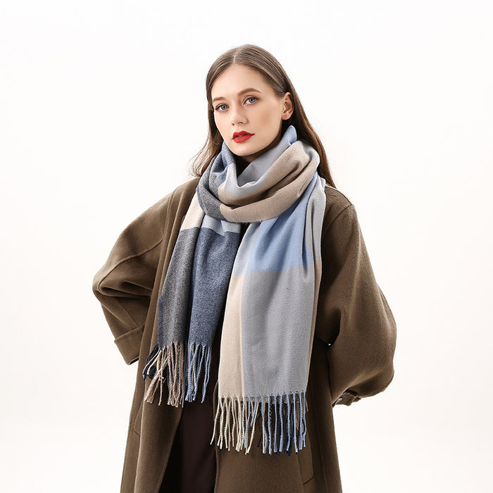 Wholesale Scarf Imitation Cashmere Plaid Thickened Warm Long Scarf JDC-SF-Randai001