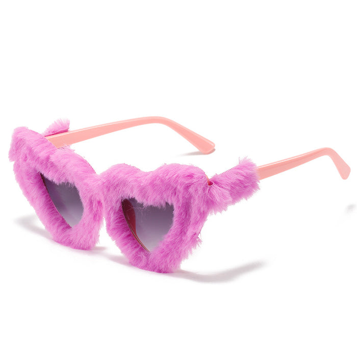 Wholesale AC Lens Plush Heart Shape Women Sunglasses JDC-SG-XiY004