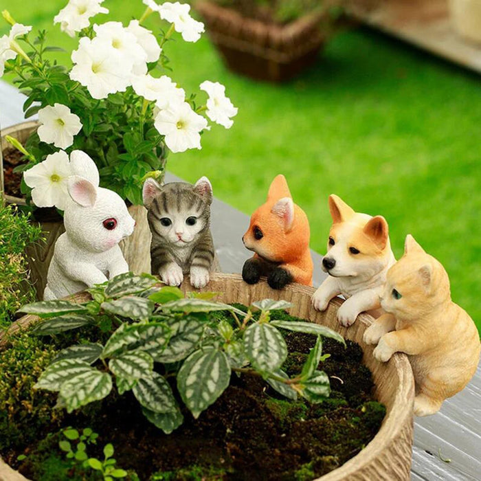 Wholesale Ornament Resin Crafts Cat Corgi Rabbit Hanging Basin Small Animals MOQ≥2 JDC-OS-HongYu003