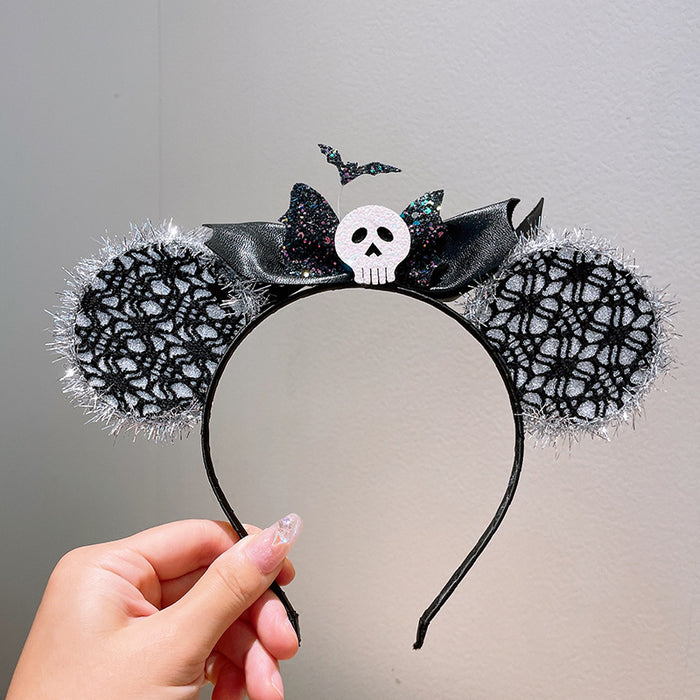 Wholesale Headband Mixed Material Halloween Pumpkin Party Bow Mesh JDC-HD-ZHENX001