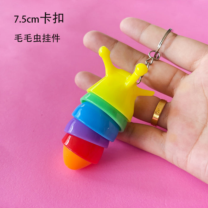 Wholesale Keychains For Backpacks keychain caterpillar pendant decompression toy slug slug keychain bag pendant MOQ≥2 JDC-KC-YDuo001