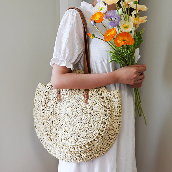 Jewelry WholesaleWholesale Hollow Flower Round Straw Bag Beach Bag JDC-HB-FFC001 Handbags 非凡草 %variant_option1% %variant_option2% %variant_option3%  Factory Price JoyasDeChina Joyas De China