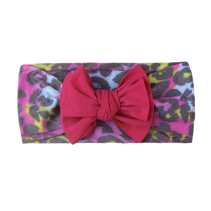 Wholesale leopard print solid color bow nylon bandana baby sweatband JDC-HD-ML030