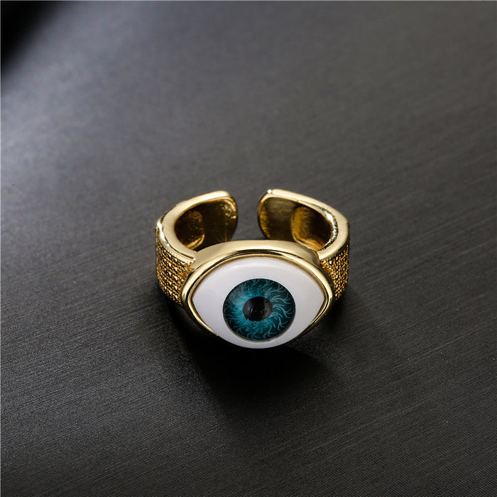 Wholesale Rings Copper 18K Gold Plated Devil's Eye Adjustable JDC-RS-PREMAG003