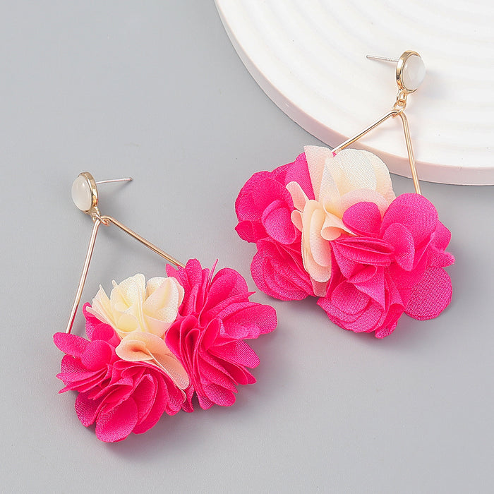 Jewelry WholesaleWholesale Flower Multilayer Braided Fabric Alloy Earrings JDC-ES-JL958 Earrings 氿乐 %variant_option1% %variant_option2% %variant_option3%  Factory Price JoyasDeChina Joyas De China