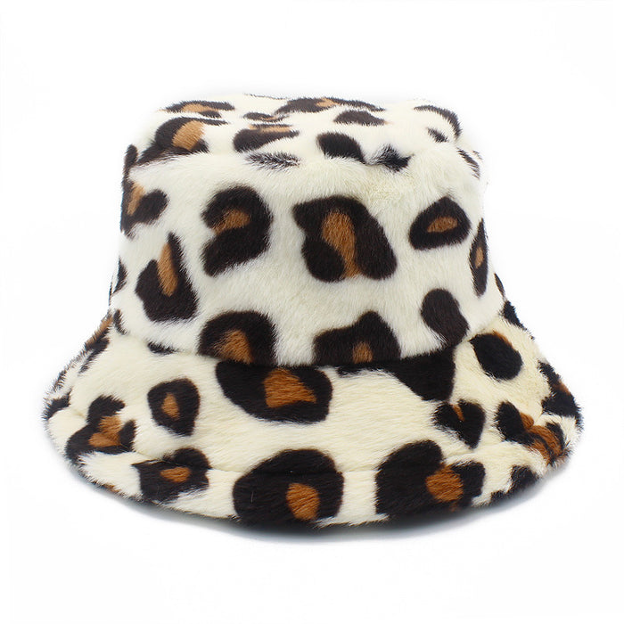 Wholesale Bucket Hat Plush Leopard Print JDC-FH-RHeng012