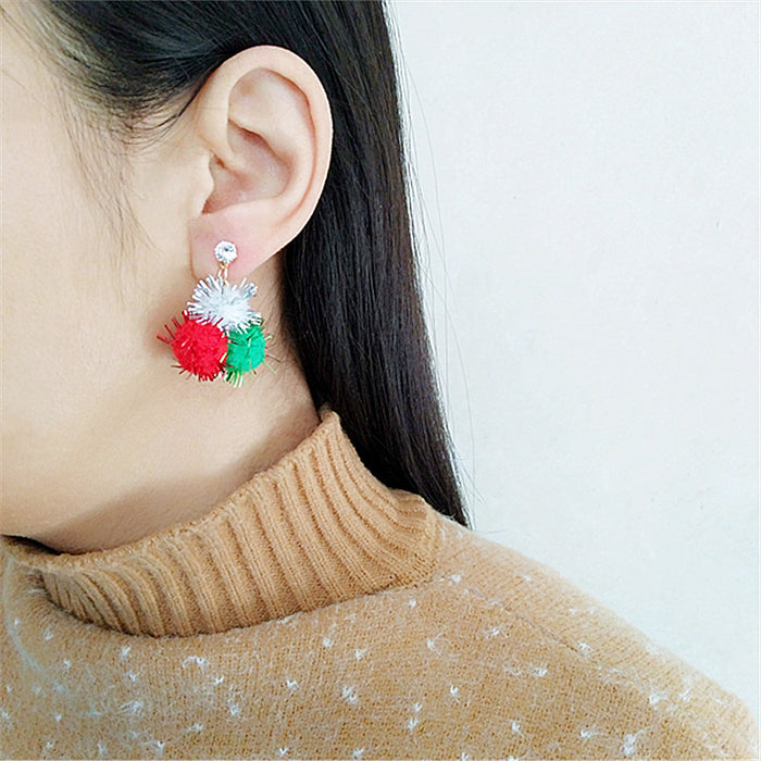 Wholesale Earrings Silver Needle Cute Hair Ball Stud Earrings JDC-ES-AiMei018