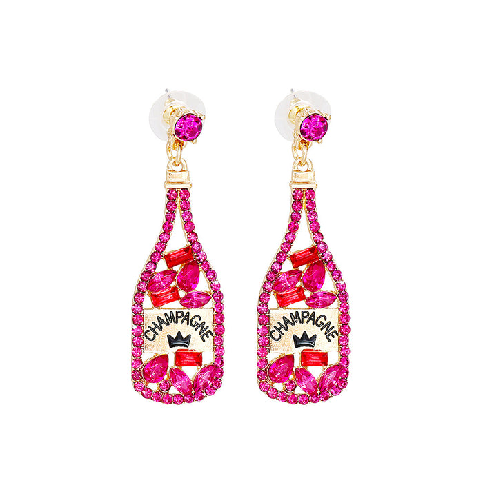 Wholesale Earrings Alloy Diamond Party Wine Bottle JDC-ES-JJ329