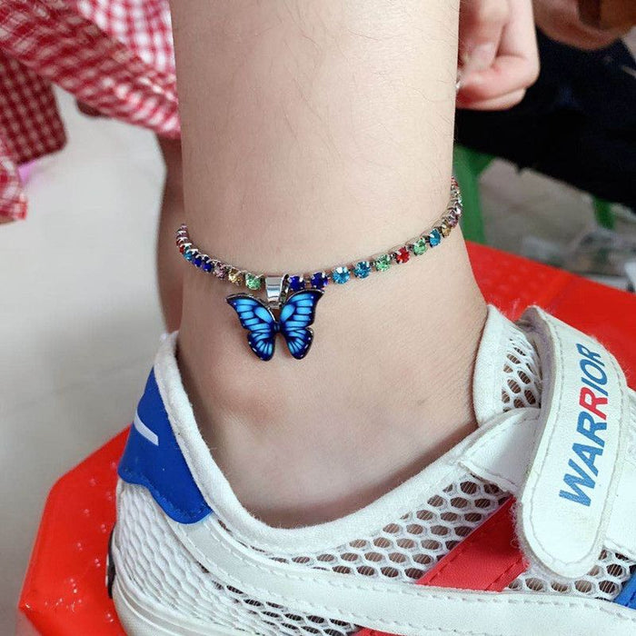 Wholesale Rhinestone Butterfly Pendant Creative Anklet JDC-AS-ShuK001