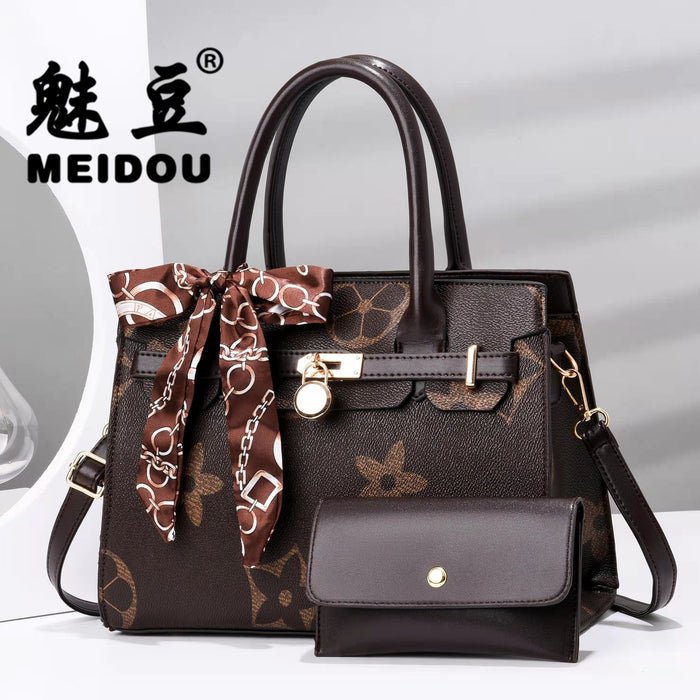 Wholesale Shoulder Bag PU Vintage Print Bow Handbag Diagonal Cross (F) JDC-SD-haim007