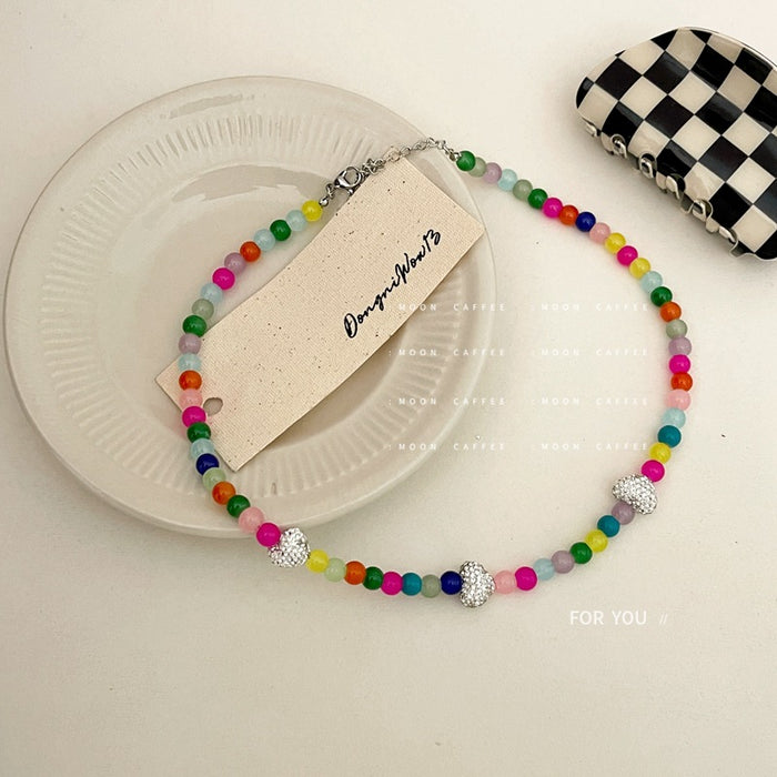 Wholesale Beaded Pearl Crystal Heart Beaded Glass Necklace JDC-NE-JiaJ004