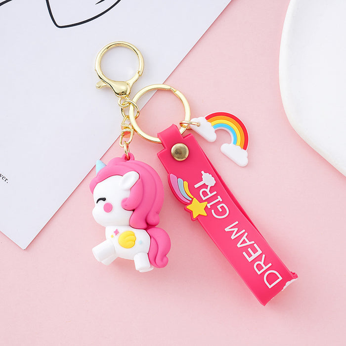 Wholesale Cartoon Rainbow Unicorn Keychain Cute Exquisite Car Keychain JDC-KC-XiangY013