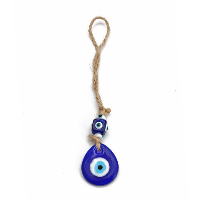 Wholesale Devil's Eye Hemp Rope Water Drop Car Pendant Keychain MOQ≥2 JDC-KC-Baiding007