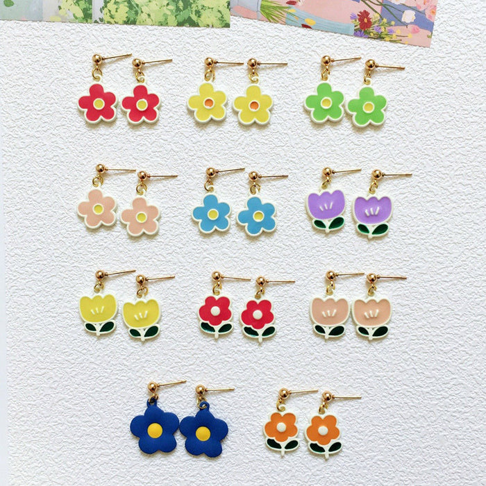 Wholesale Earrings Alloy Ceramic Color Flower Earrings MOQ≥10 JDC-ES-Lxx003