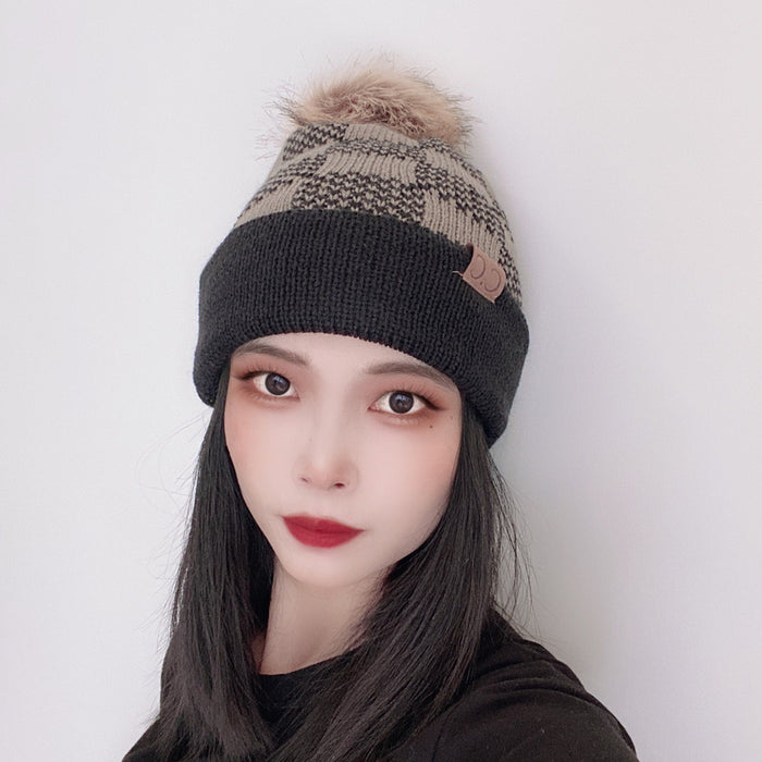 Wholesale Hat Acrylic Fiber Removable Fur Ball Warm Knit Hat MOQ≥2 JDC-FH-QiaoL003