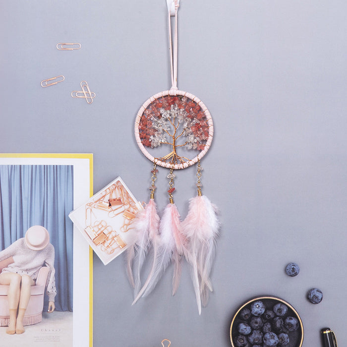 Jewelry WholesaleWholesale Crystal Tree of Life Feather Gravel Car Hanging Dreamcatcher MOQ≥2 JDC-DC-MGu024 Dreamcatcher 梦罟 %variant_option1% %variant_option2% %variant_option3%  Factory Price JoyasDeChina Joyas De China