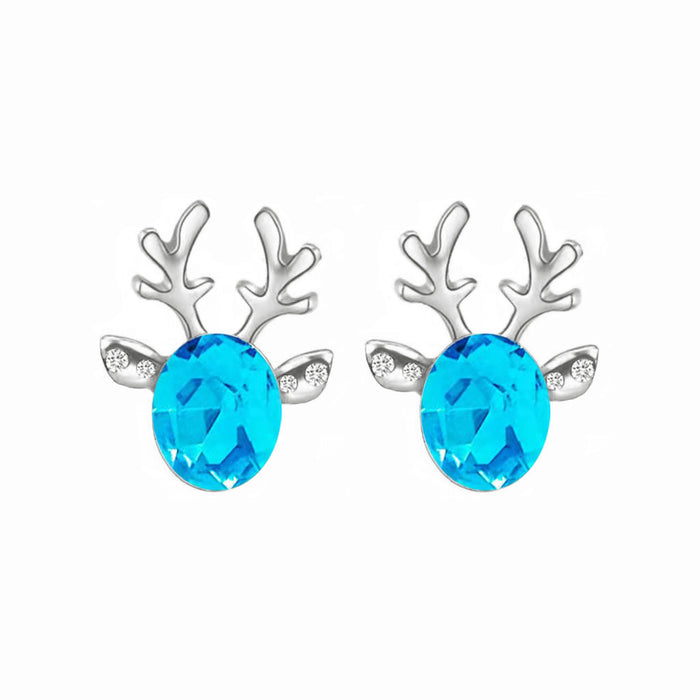 Wholesale Earrings Alloy Christmas Elk Stereo Antlers Crystal Gemstones JDC-ES-LongX002