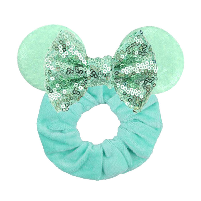 Wholesale festive decoration large intestine hair tie green clover children's flannel (M) MOQ≥5 JDC-HS-ZheZe001