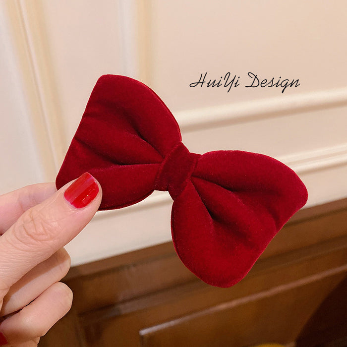 Wholesale Bow Tiara Solid Color Velvet Hair Clip JDC-HC-HuiY002