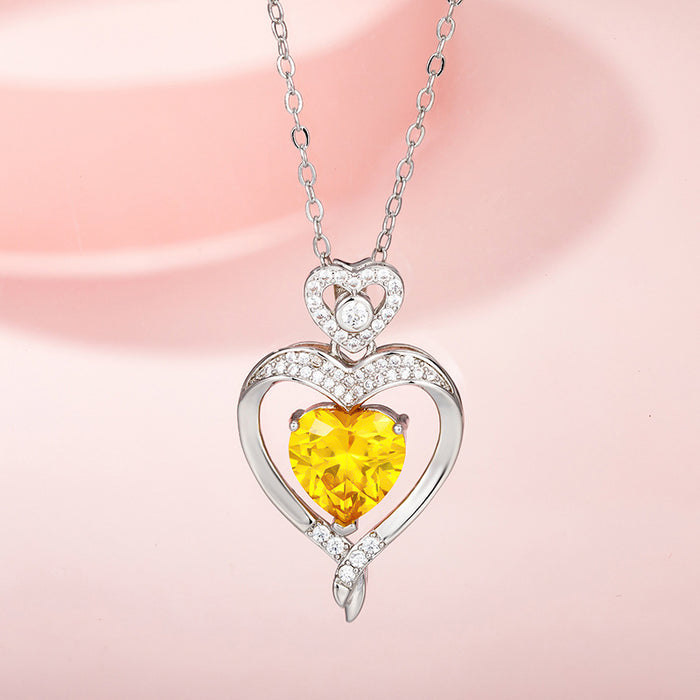 Wholesale LOVE heart -shaped pendant lock double heart born stone JDC-PT-MLJ002