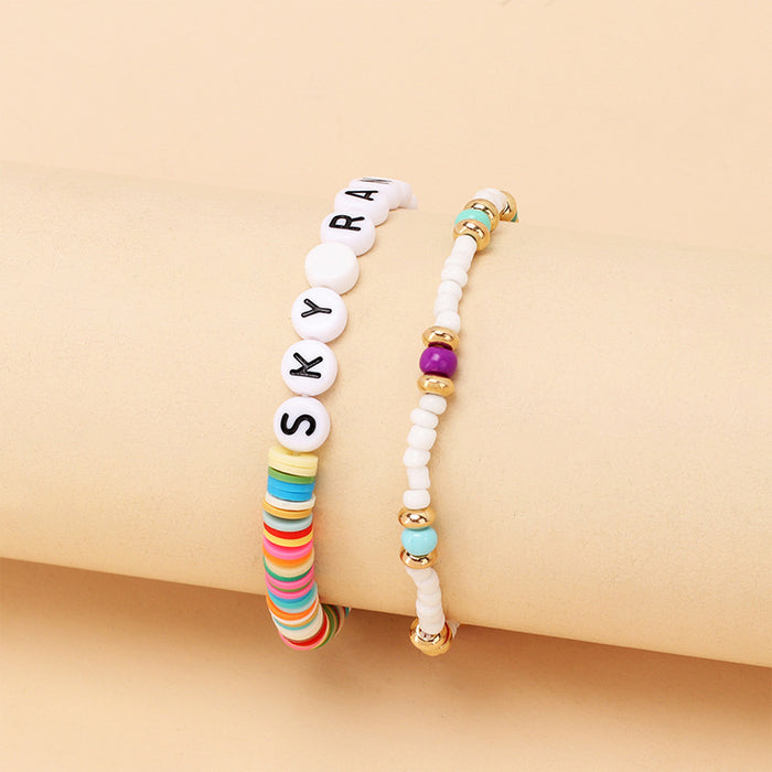 Jewelry WholesaleWholesale English letter rice Bead Bracelet MOQ≥2 JDC-BT-YiR002 Bracelet 奕冉 %variant_option1% %variant_option2% %variant_option3%  Factory Price JoyasDeChina Joyas De China