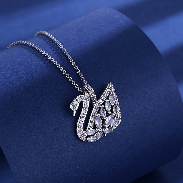 Wholesale elegant temperament swan necklace women's fashion all-match full of diamonds JDC-NE-BLX060