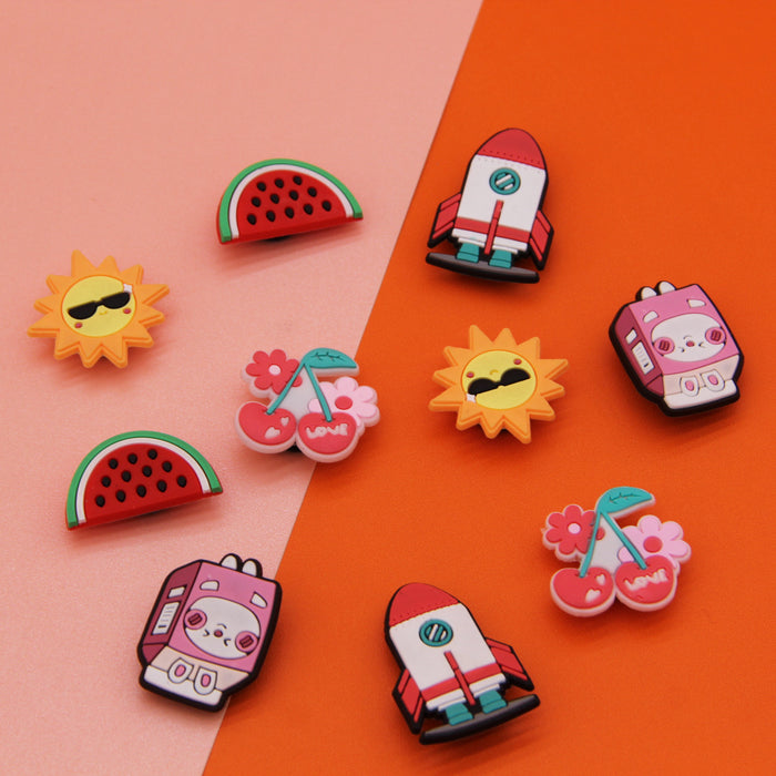 Wholesale Random 10pcs Croc Charms Cartoon PVC Soft DIY Shoe Accessories JDC-CCS-YunX003