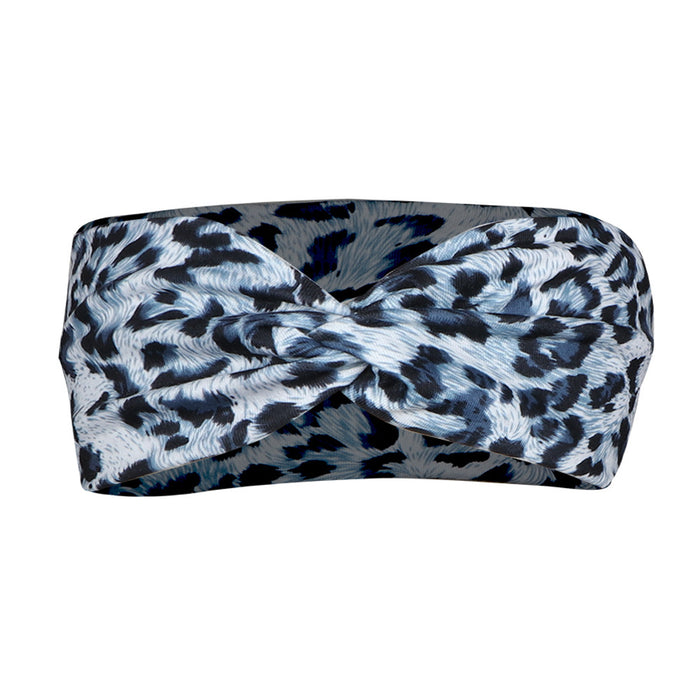 Wholesale Headband Fabric Leopard Print Cross Yoga Running Fitness MOQ≥2 JDC-HD-FanM003