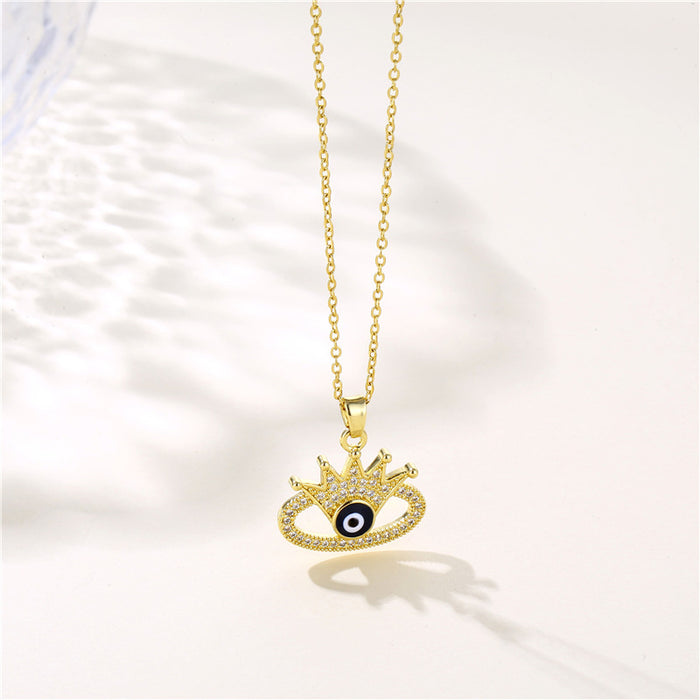 Wholesale Necklace Stainless Steel Diamond Zircon Devil Eye JDC-NE-QR002