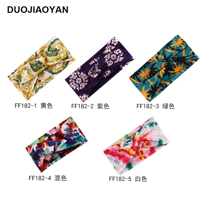 Jewelry WholesaleWholesale Color Printed Stretch Sports Headband Tie Dye Cross JDC-HD-Jiaoy003 Headband 娇艳 %variant_option1% %variant_option2% %variant_option3%  Factory Price JoyasDeChina Joyas De China