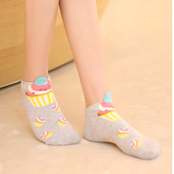 Wholesale cotton women's socks cupcake small ears boat socks MOQ≥10 JDC-SK-ZQB008