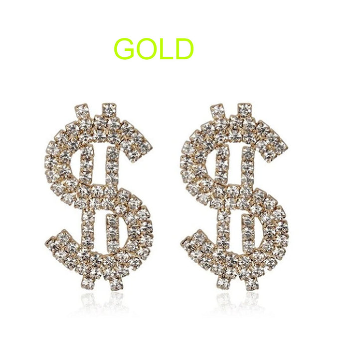 Wholesale Personalized Dollar Sign Earrings 925 Silver Post JDC-ES-Xins008