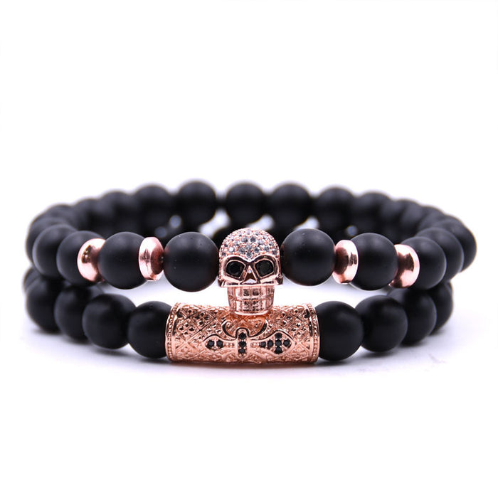 Wholesale Bracelet Beaded Copper Skull Head Micro Inlaid Zircon JDC-BT-JunH001