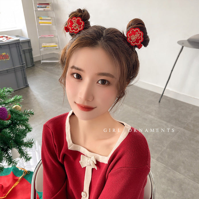 Wholesale cloth red girly heart hair clip velvet JDC-HC-Chengfei004