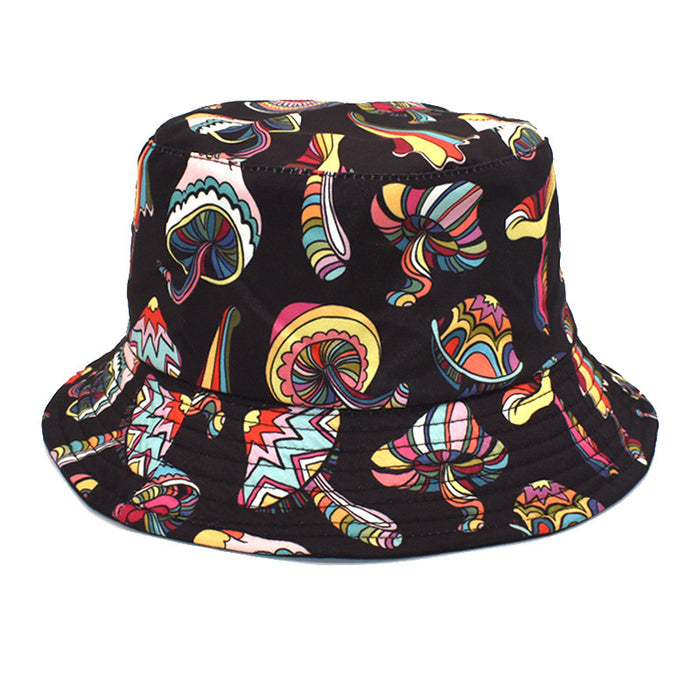 Wholesale hat fabric colorful mushroom pattern fisherman hat casual sunshade MOQ≥2 JDC-FH-ShunMa005