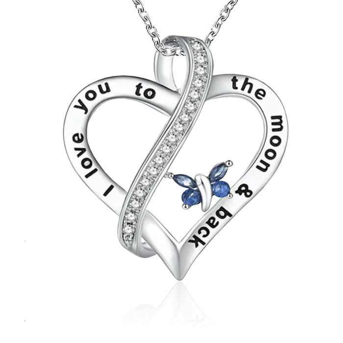 Wholesale Crystal Butterfly Zircon Alloy Heart Necklace JDC-NE-XunO032