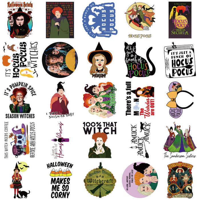 Wholesale Halloween Sticker Witch Doodle Waterproof Random 100 pcs JDC-DCN-LeT001