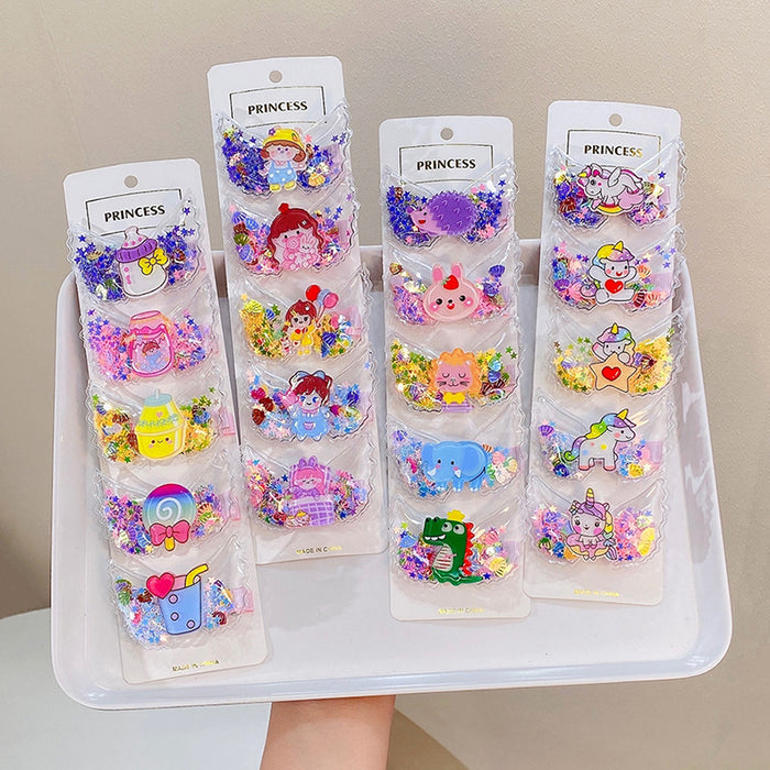 Wholesale children cute cartoon hairpin quicksand JDC-HC-I402