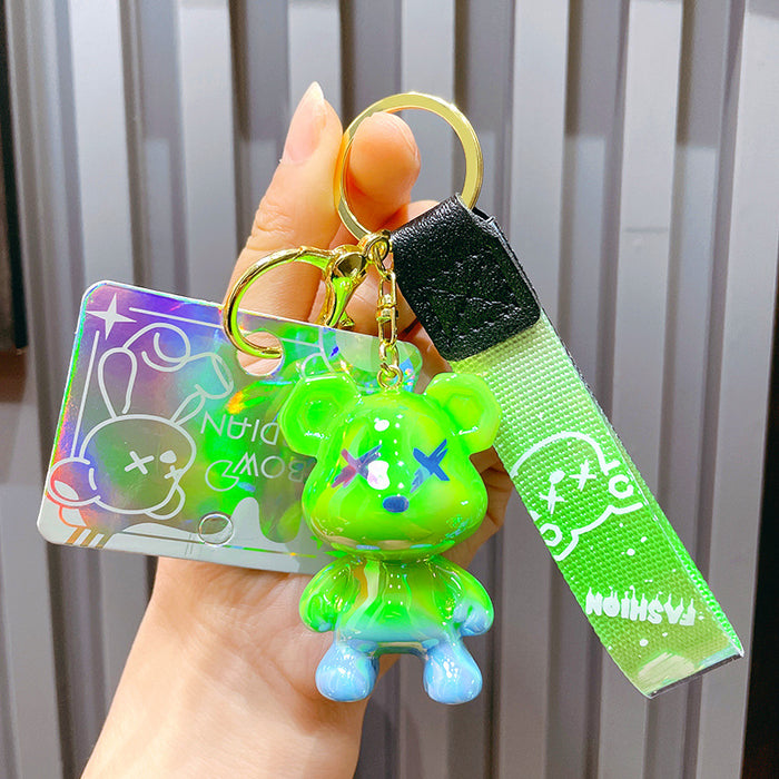 Wholesale cartoon gradient color graffiti bear keychain JDC-KC-LeZ008