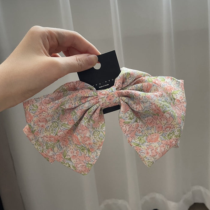 Wholesale hairpin cloth floral double bow spring clip JDC-HC-QZ003