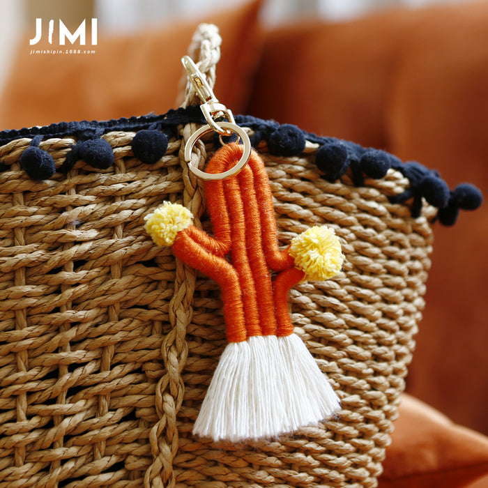 Jewelry WholesaleWholesale hand woven Bohemian cactus keychain MOQ≥2 JDC-KC-JM008 Keychains 杰米 %variant_option1% %variant_option2% %variant_option3%  Factory Price JoyasDeChina Joyas De China