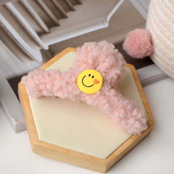 Wholesale Hair Clips Plush Cute Smiley MOQ≥2 JDC-HC-YEYE002