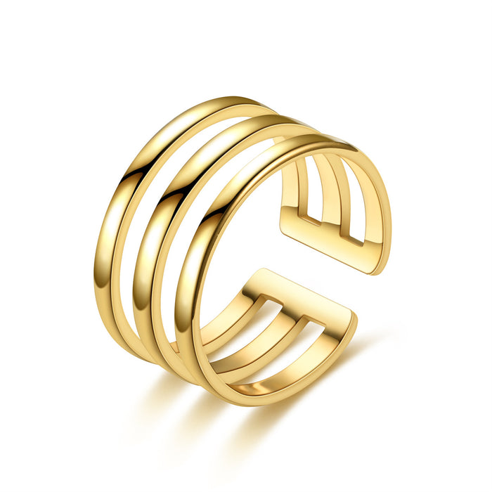 Wholesale Titanium Steel Gold Plated Adjustable Ring JDC-RS-DingC018