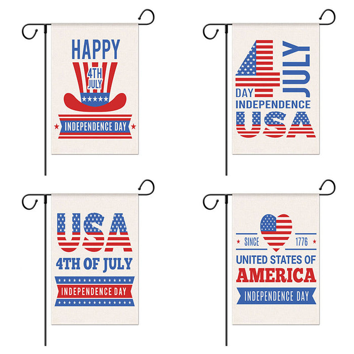 Wholesale 4th of July Independence Day Linen Garden Flag Festival Double Sided Garden Hanging Flag MOQ≥2 JDC-DC-YaoYue001