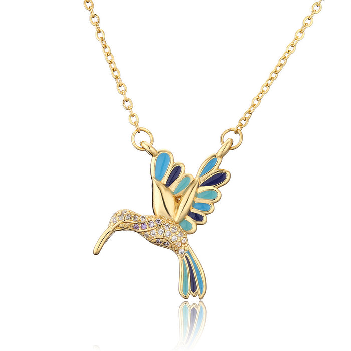 Jewelry WholesaleWholesale dripping oil personality fairy bird pendant copper plated real gold necklace JDC-NE-AG149 Necklaces 澳古 %variant_option1% %variant_option2% %variant_option3%  Factory Price JoyasDeChina Joyas De China