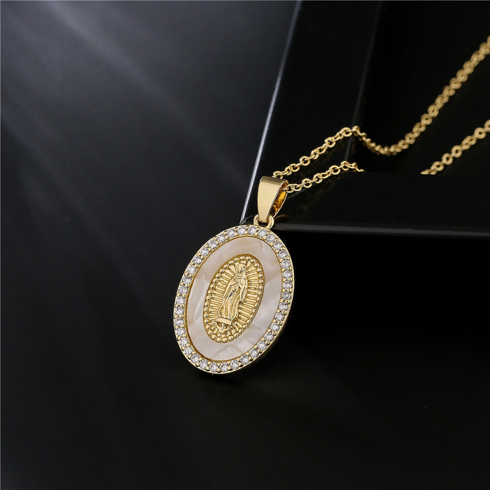 Jewelry WholesaleWholesale copper plated 18K gold drop oil zircon Virgin Mary necklace JDC-NE-AG143 Necklaces 澳古 %variant_option1% %variant_option2% %variant_option3%  Factory Price JoyasDeChina Joyas De China