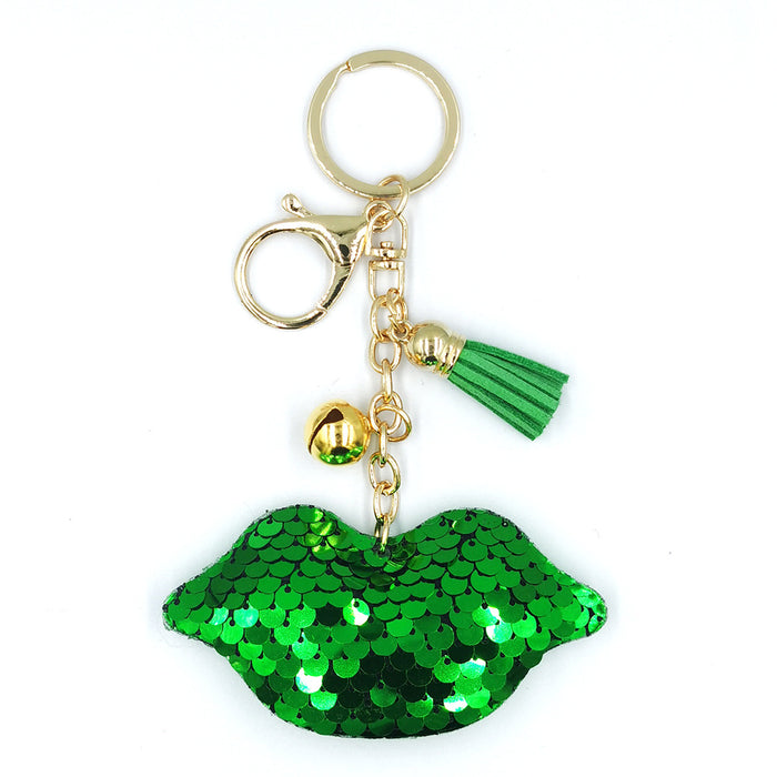 Jewelry WholesaleWholesale reflective bright face lip keychain Sequin tassel bell MOQ≥2 JDC-KC-QiShi025 Keychains 奇释 %variant_option1% %variant_option2% %variant_option3%  Factory Price JoyasDeChina Joyas De China